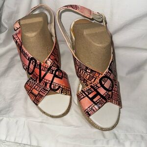 American Eagle Love/Hope Women's Orange Wedge Sandals